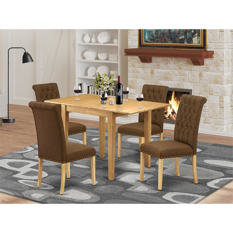 East West Furniture Norden 5-piece Wood Dining Set in Oak/Brown