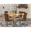 East West Furniture Norden 5-piece Wood Dining Set in Oak/Brown