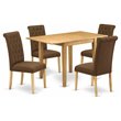 East West Furniture Norden 5-piece Wood Dining Set in Oak/Brown