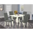 East West Furniture Norden 5-piece Wood Dining Set in Linen White/Gray