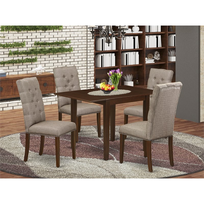 East West Furniture Norden 5-piece Wood Kitchen Set in Mahogany