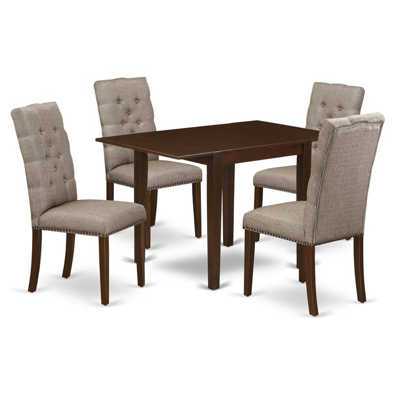 East West Furniture Norden 5-piece Wood Kitchen Set in Mahogany