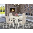 East West Furniture Oxford 5-piece Wood Dining Set in Linen White/Light Beige