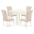 East West Furniture Oxford 5-piece Wood Dining Set in Linen White/Light Beige