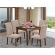 East West Furniture Oxford 5-piece Wood Dining Set in Mahogany/Light Fawn