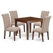 East West Furniture Oxford 5-piece Wood Dining Set in Mahogany/Light Fawn