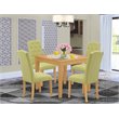 East West Furniture Oxford 5-piece Wood Dining Set in Oak/Lime Green
