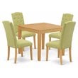 East West Furniture Oxford 5-piece Wood Dining Set in Oak/Lime Green
