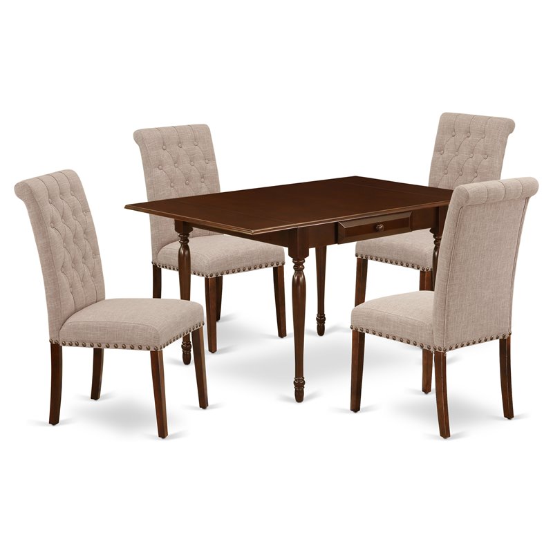 East West Furniture Monza 5-piece Wood Dining Set in Mahogany/Light Fawn