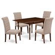 East West Furniture Monza 5-piece Wood Dining Set in Mahogany/Light Fawn