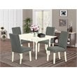 East West Furniture Monza 5-piece Wood Dining Set in Linen White/Gray