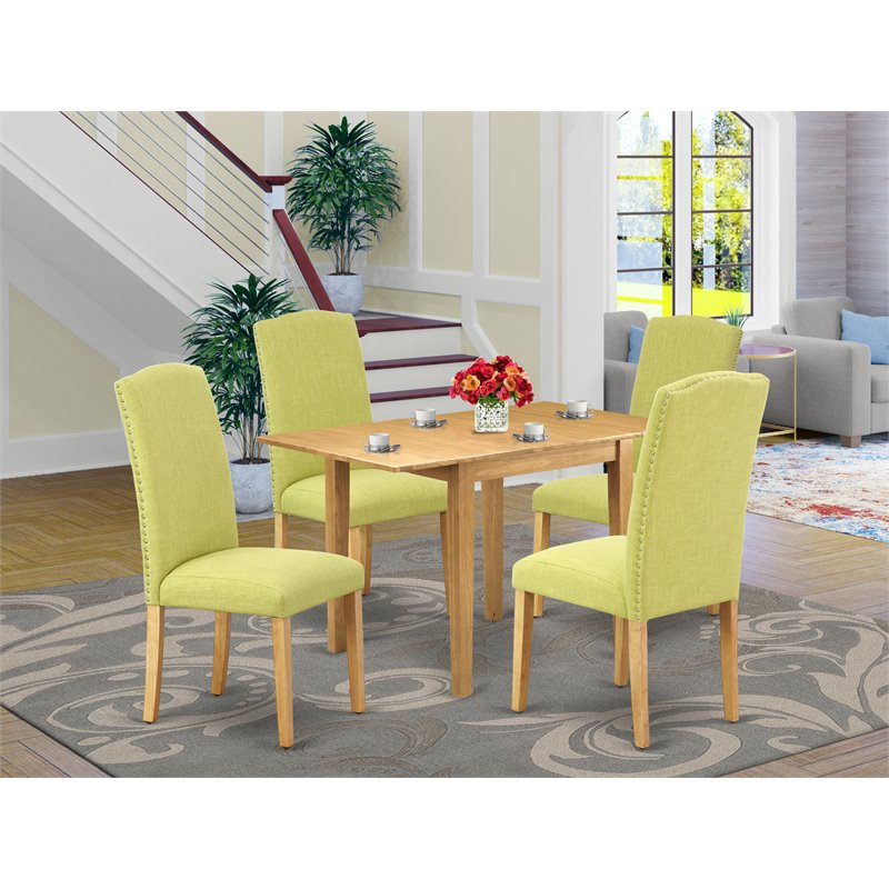 East West Furniture Norden 5-piece Wood Dining Set in Oak/Limelight