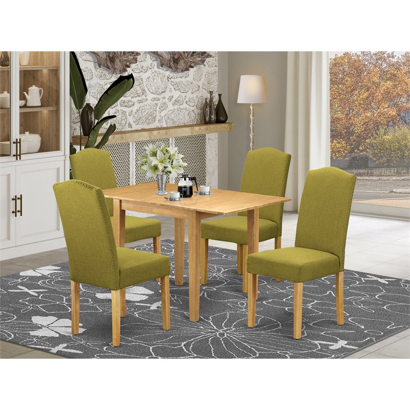 East West Furniture Norden 5-Piece Wood Dining Set in Oak/Light Pickle