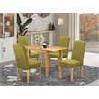 East West Furniture Norden 5-Piece Wood Dining Set in Oak/Light Pickle