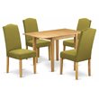 East West Furniture Norden 5-Piece Wood Dining Set in Oak/Light Pickle