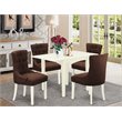East West Furniture Norden 5-piece Wood Dining Set in Linen White/Chocolate