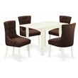 East West Furniture Norden 5-piece Wood Dining Set in Linen White/Chocolate
