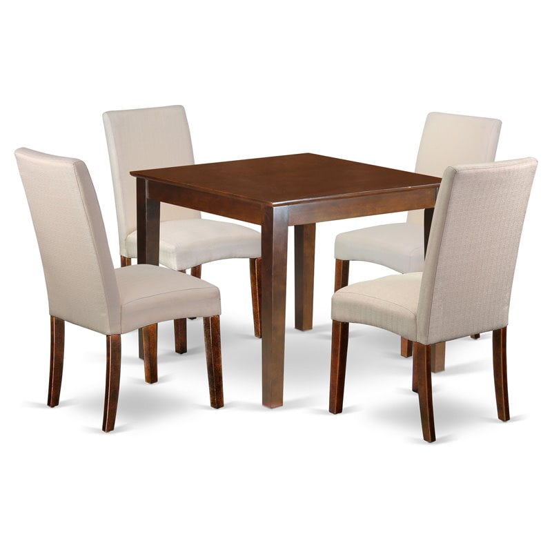 East West Furniture Oxford 5-piece Wood Dining Set in Mahogany/Cream