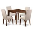 East West Furniture Oxford 5-piece Wood Dining Set in Mahogany/Cream