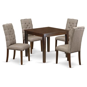 East West Furniture Oxford 5-piece Wood Dining Set in Mahogany