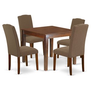East West Furniture Oxford 5-piece Wood Dining Set in Mahogany/Dark Coffee