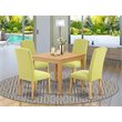 East West Furniture Oxford 5-piece Wood Dining Set in Oak/Limelight