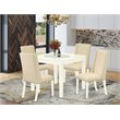 East West Furniture Oxford 5-piece Wood Dining Set in Linen White