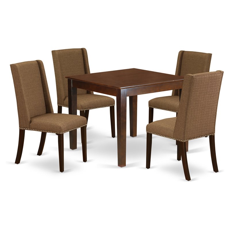 East West Furniture Oxford 5-piece Wood Dining Room Set in Mahogany