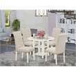 East West Furniture Sudbury 5-piece Wood Dining Set in Linen White/Light Beige