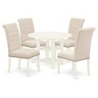 East West Furniture Sudbury 5-piece Wood Dining Set in Linen White/Light Beige