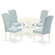 East West Furniture Sudbury 5-piece Wood Dining Set in Linen White/Baby Blue