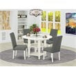 East West Furniture Sudbury 5-piece Wood Dining Set in Linen White/Gray