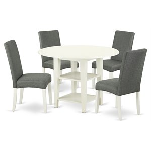east west furniture sudbury 5-piece wood dining set in linen white/gray