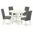 East West Furniture Sudbury 5-piece Wood Dining Set in Linen White/Gray