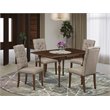 East West Furniture Monza 5-piece Wood Dining Table Set in Mahogany