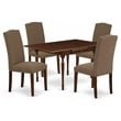 East West Furniture Monza 5-piece Wood Kitchen Set in Mahogany