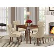 East West Furniture Oxford 5-piece Wood Dining Set in Mahogany/Doeskin
