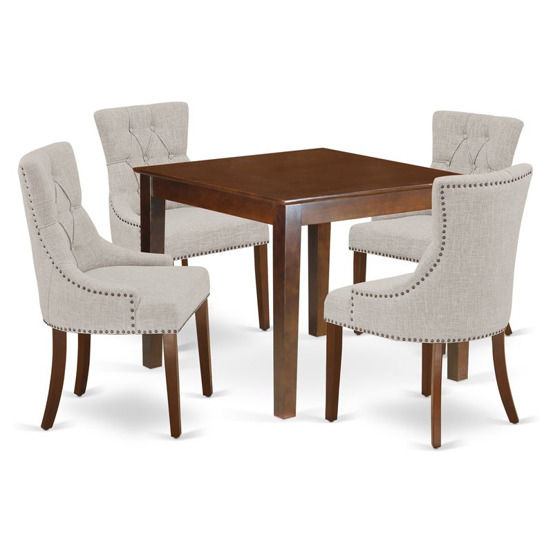 East West Furniture Oxford 5-piece Wood Dining Set in Mahogany/Doeskin