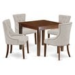 East West Furniture Oxford 5-piece Wood Dining Set in Mahogany/Doeskin