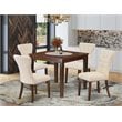 East West Furniture Oxford 5-piece Wood Dining Table and Chair Set in Mahogany