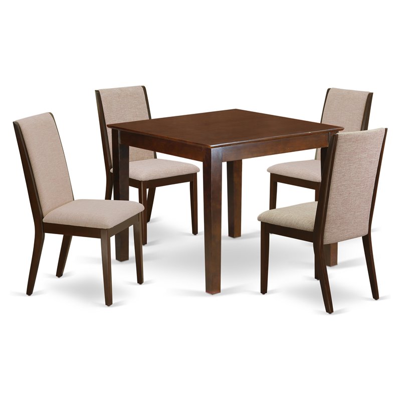 East West Furniture Oxford 5-piece Wood Kitchen Table Set in Mahogany