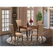 East West Furniture Oxford 5-piece Wood Dining Set with Fabric Seat in Mahogany