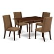 East West Furniture Monza 5-piece Wood Kitchen Table Set in Mahogany