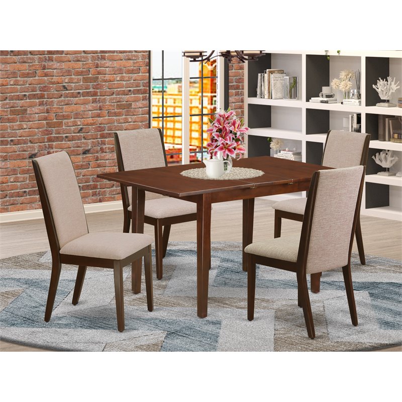 East West Furniture Norfolk 5-piece Wood Kitchen Set in Mahogany