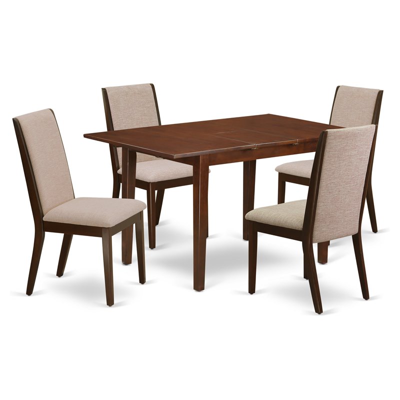 East West Furniture Norfolk 5-piece Wood Kitchen Set in Mahogany
