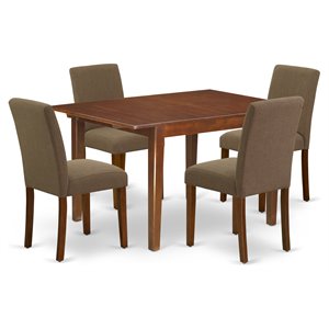 east west furniture norfolk 5-piece wood dining set in mahogany/coffee