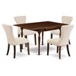 East West Furniture Monza 5-piece Wood Dining Table and Chair Set in Mahogany