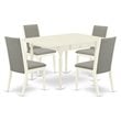 East West Furniture Monza 5-piece Wood Dining Room Set in Linen White