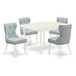 East West Furniture Monza 5-piece Wood Dining Room Table Set in Linen White