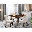 East West Furniture Monza 5-piece Wood Table and Dining Chair Set in Mahogany